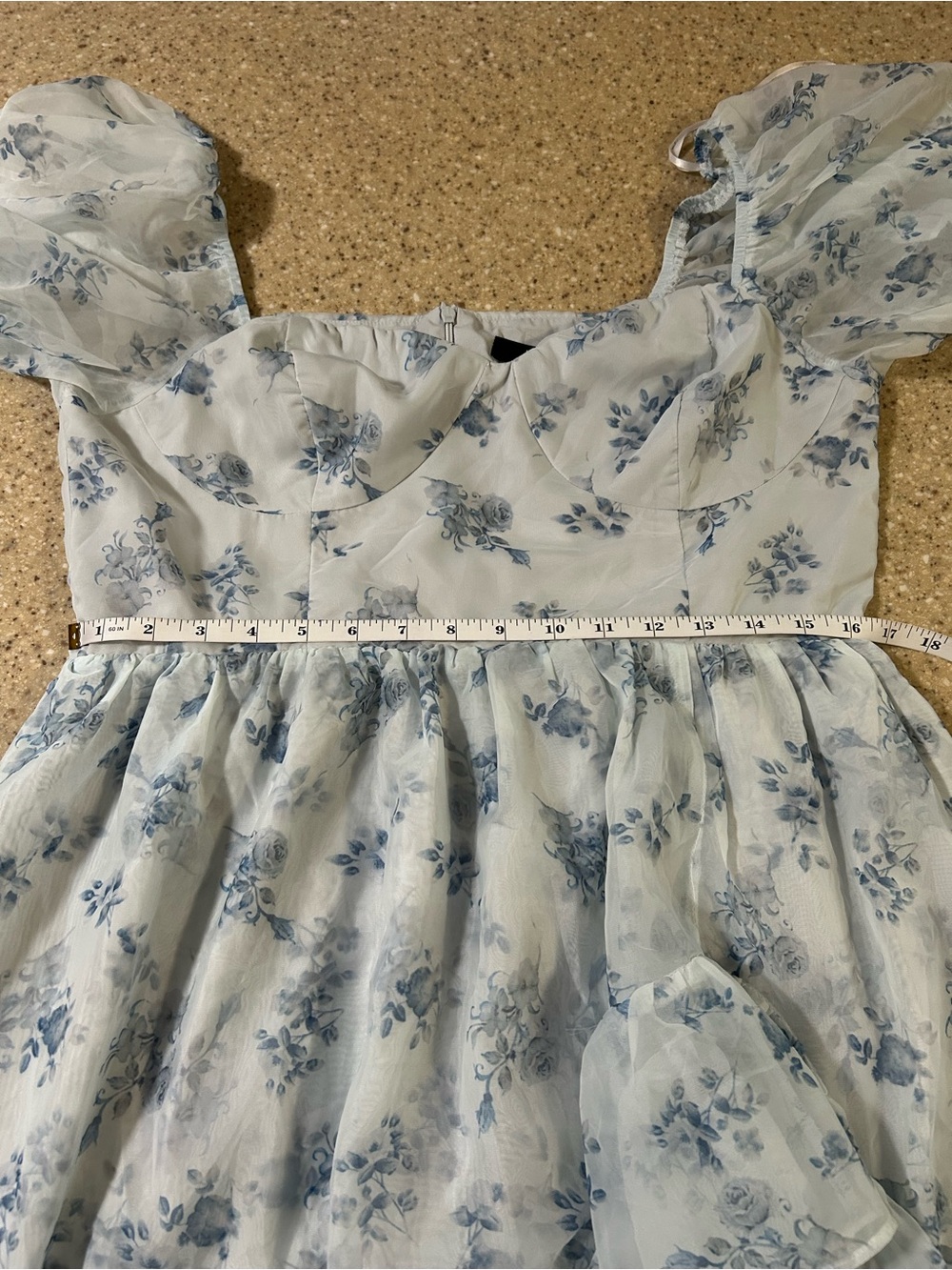 NWOT Luxe Brilliance Light Blue Floral Organza Floral Midi Dress - Picture 6 of 9